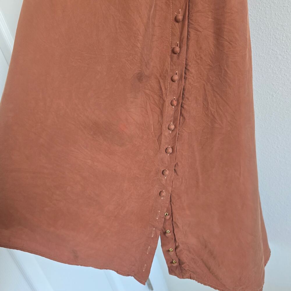 Sancia Claudia High Low Slip Midi Dress Size XS Side Button Silky Asymmetry - Picture 6 of 10